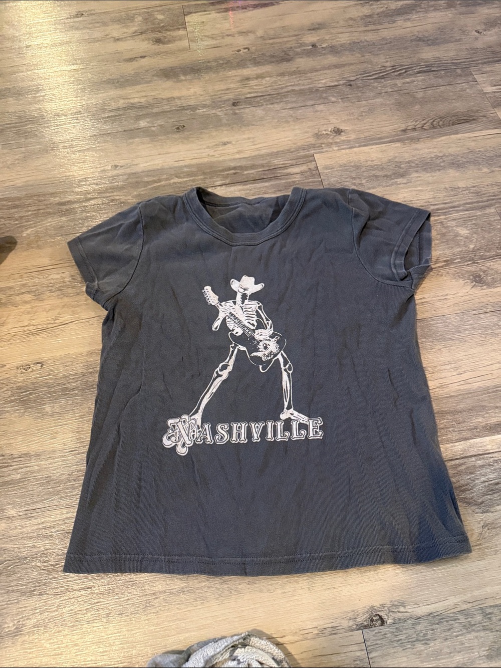 Brandy Melville Black Nashville Skeleton Guitar Tee